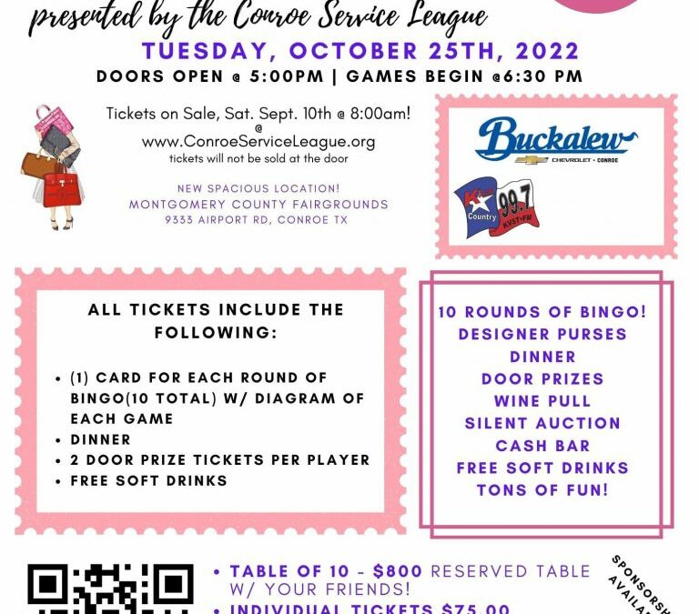 Designer Purse Bingo Fundraiser – Conroe Service League – October 25, 2022