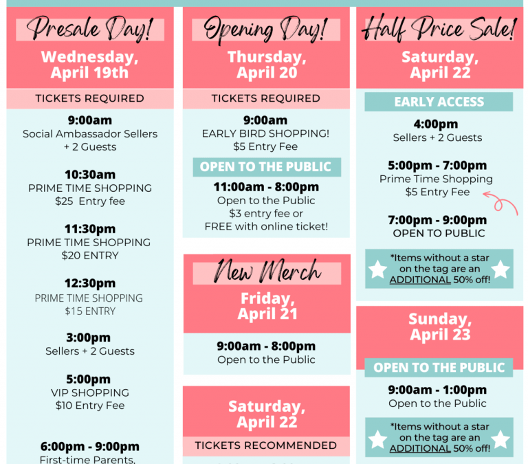 Just Between Friends Spring Sale – April 20 – 23, 2023 – The Montgomery County Fairgrounds